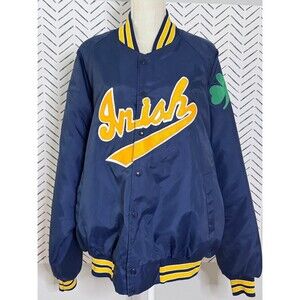 Vintage Notre Dame Irish Satin Jacket XXL Made In USA 80s 90s Hartwell VTG *Read